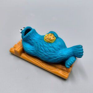 Floating Sesame Street Cookie Monster on Raft Tub Toy Figure Illco Vintage 1980s